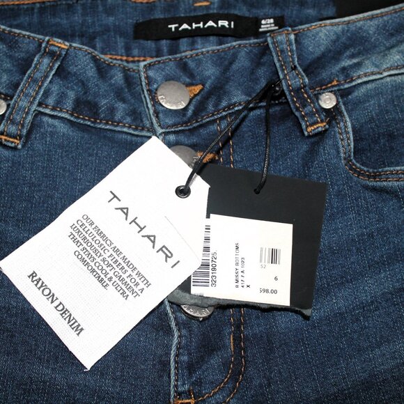 NWT TAHARI Amelia Rayon Denim Button Fly Skinny Jeans 6/28 Mid Rise Ankle - Picture 6 of 8